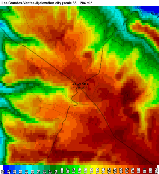 Les Grandes-Ventes elevation map