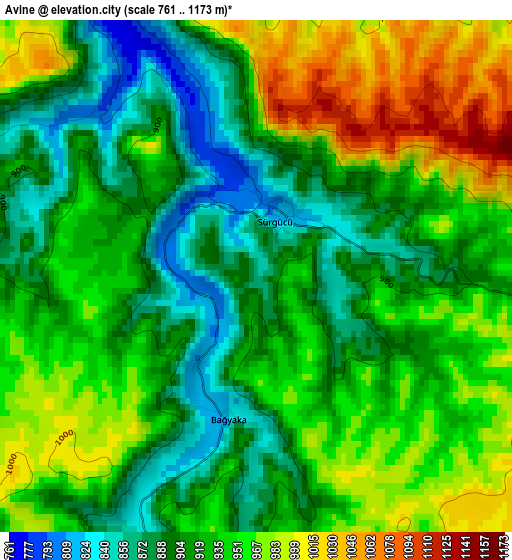 Avine elevation map