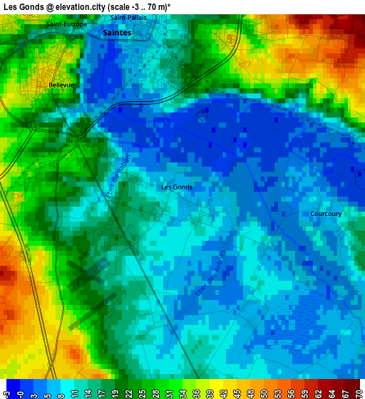 Les Gonds elevation map