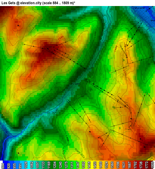 Les Gets elevation map