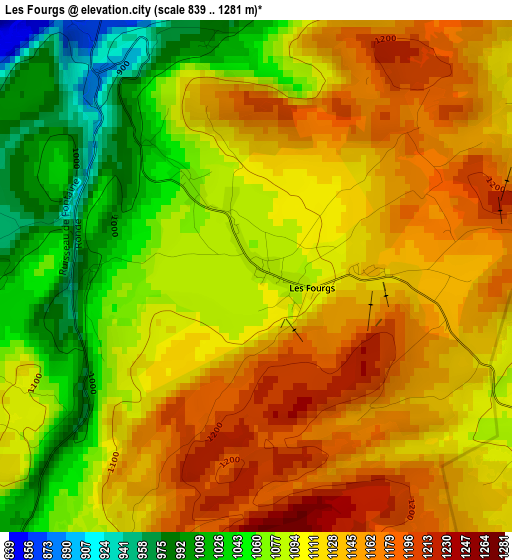 Les Fourgs elevation map