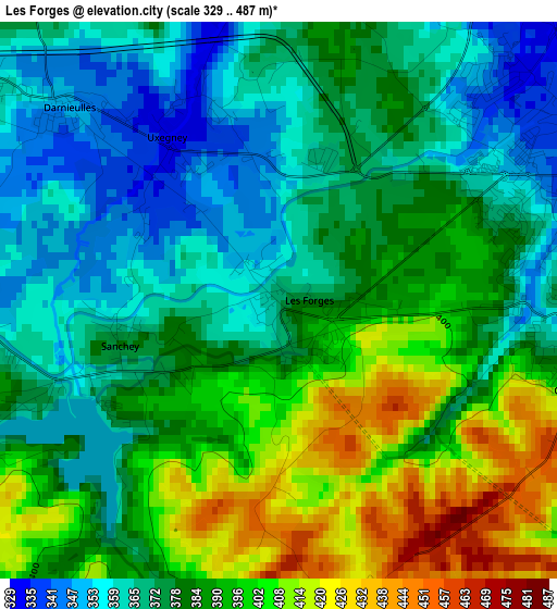 Les Forges elevation map