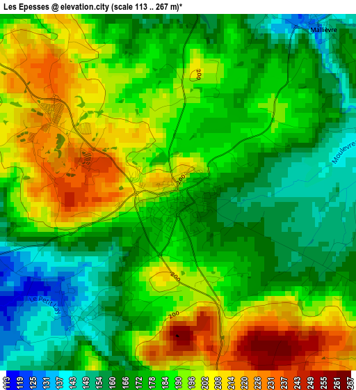 Les Epesses elevation map