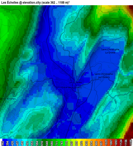 Les Échelles elevation map