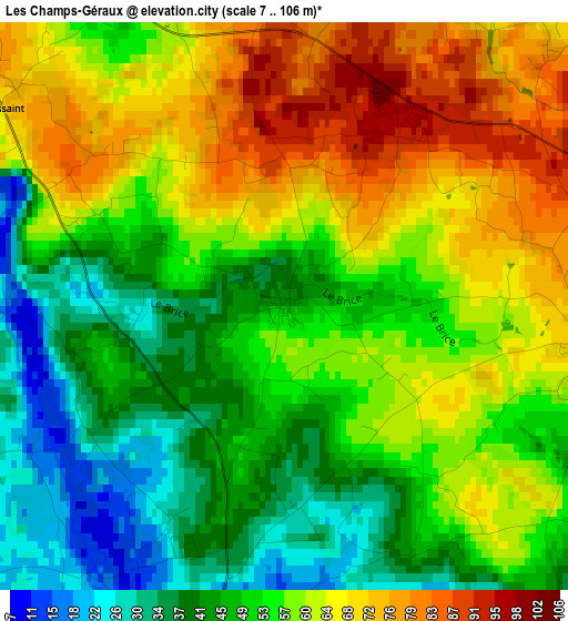 Les Champs-Géraux elevation map