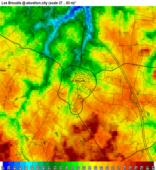 Les Brouzils elevation map