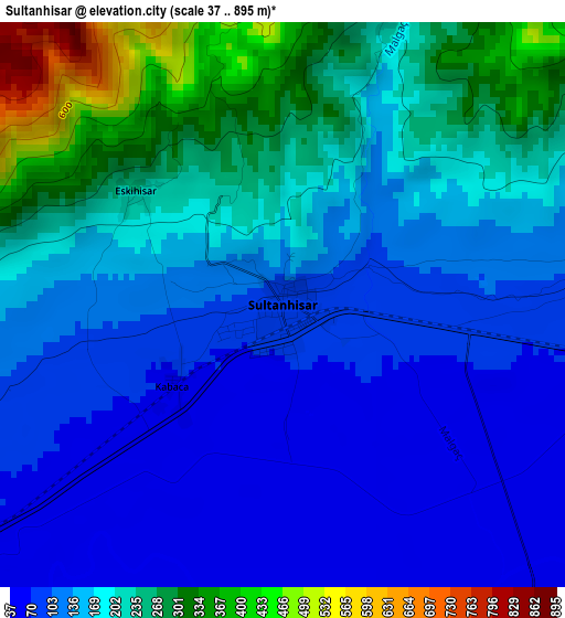 Sultanhisar elevation map