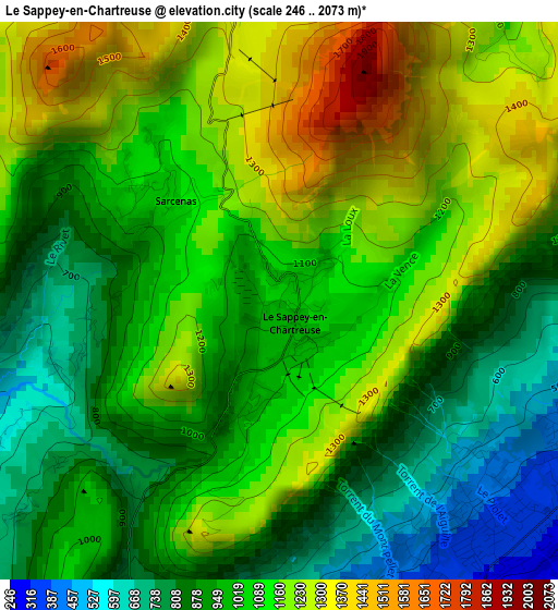 Le Sappey-en-Chartreuse elevation map