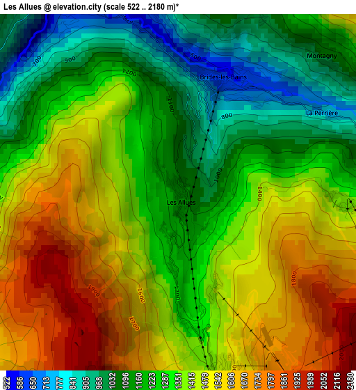 Les Allues elevation map