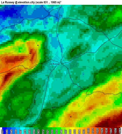 Le Russey elevation map