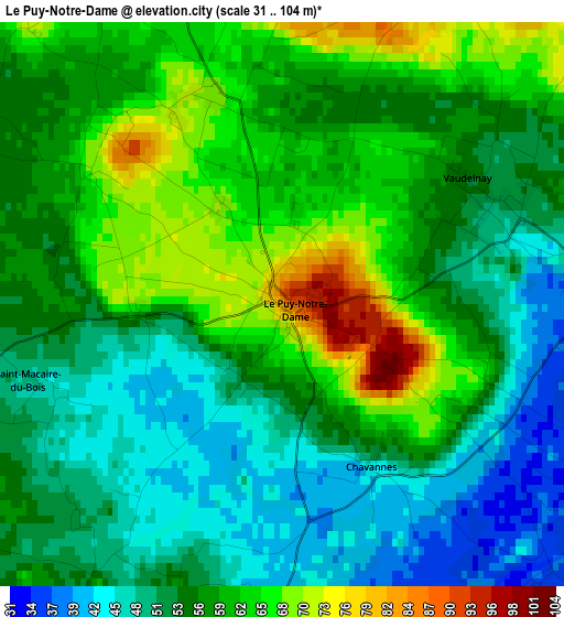 Le Puy-Notre-Dame elevation map