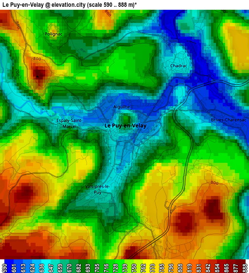 Le Puy-en-Velay elevation map