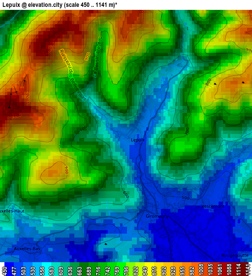 Lepuix elevation map