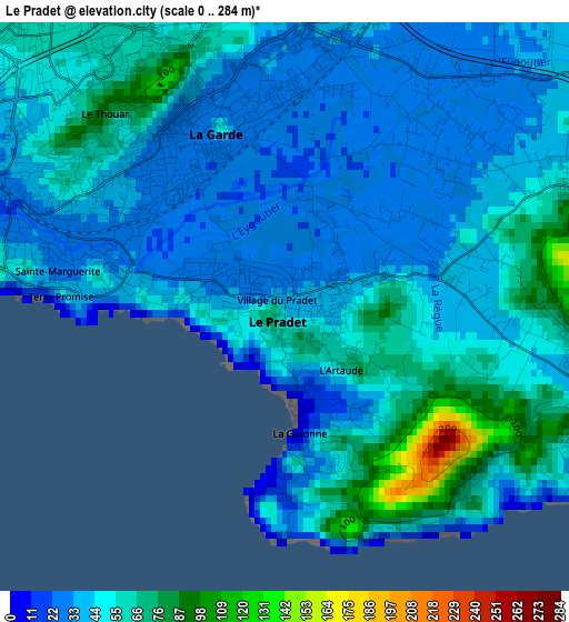 Le Pradet elevation map