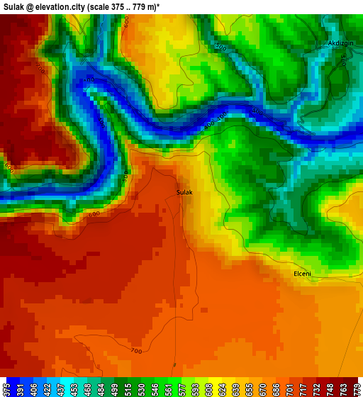 Sulak elevation map