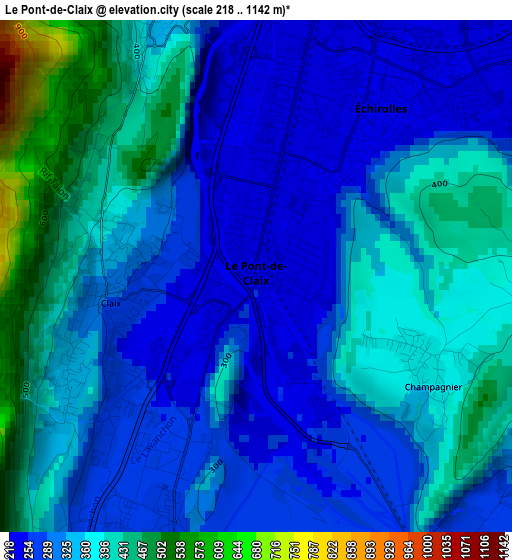 Le Pont-de-Claix elevation map