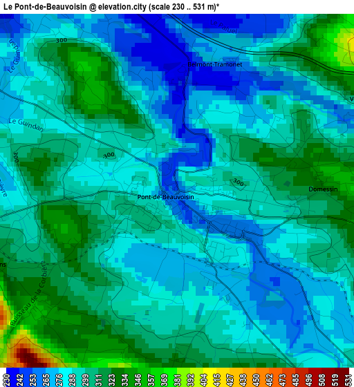 Le Pont-de-Beauvoisin elevation map