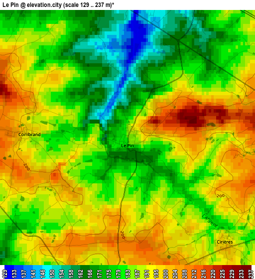 Le Pin elevation map