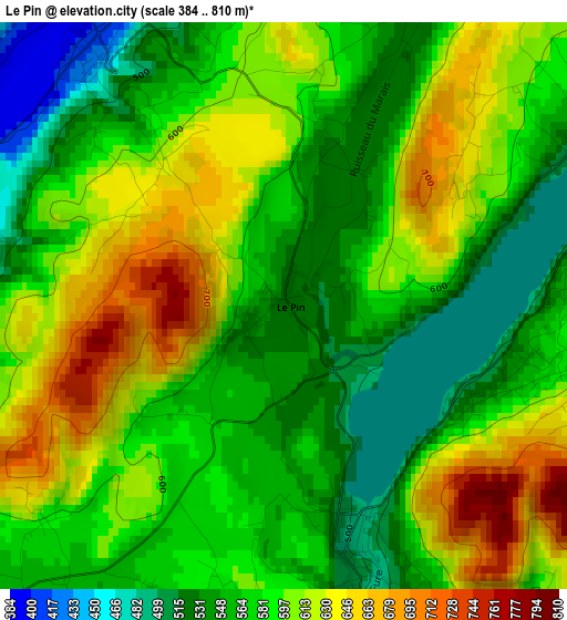 Le Pin elevation map