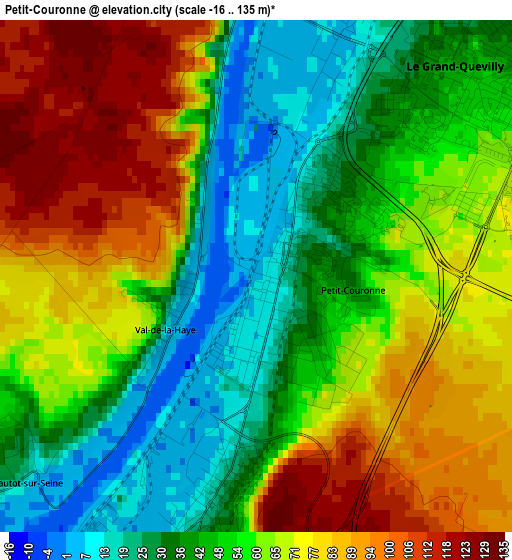 Petit-Couronne elevation map