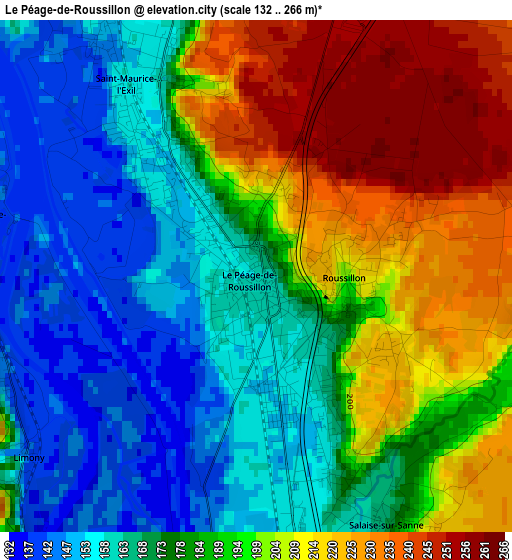 Le Péage-de-Roussillon elevation map