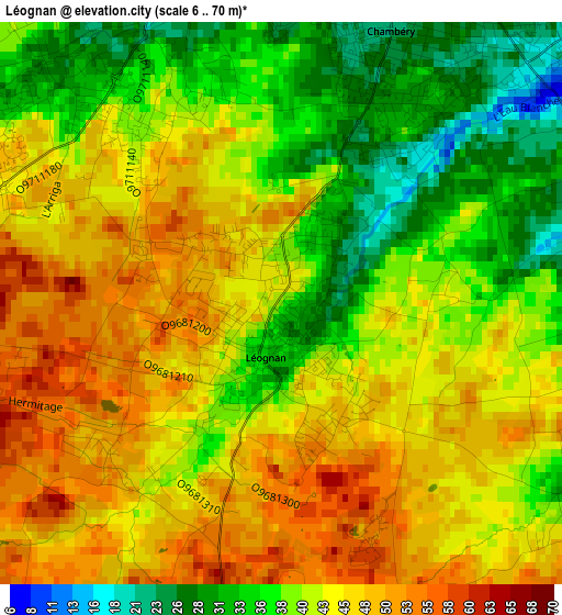 Léognan elevation map