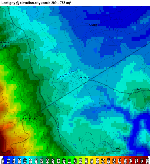 Lentigny elevation map