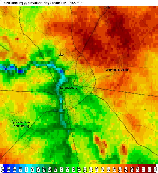 Le Neubourg elevation map