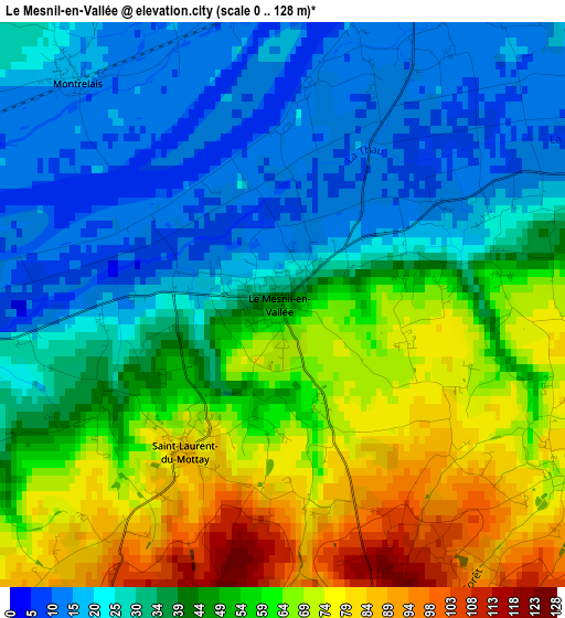 Le Mesnil-en-Vallée elevation map