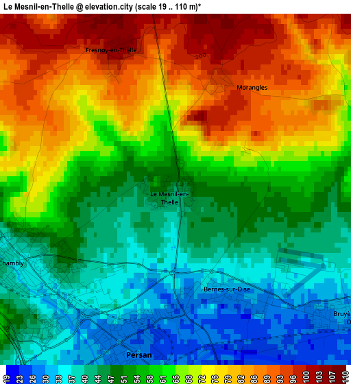 Le Mesnil-en-Thelle elevation map