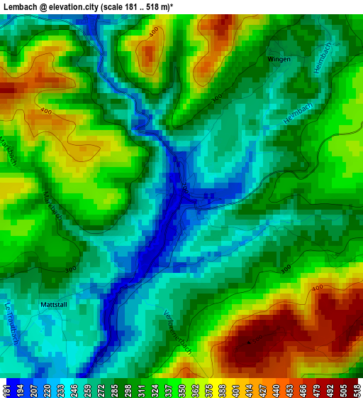 Lembach elevation map