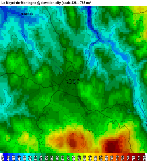 Le Mayet-de-Montagne elevation map