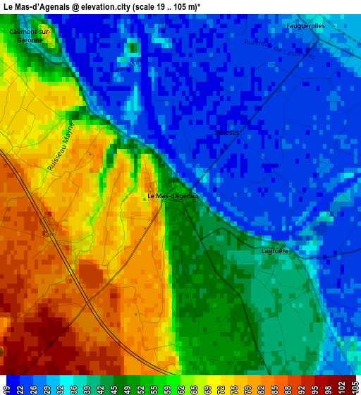 Le Mas-d’Agenais elevation map