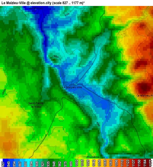 Le Malzieu-Ville elevation map