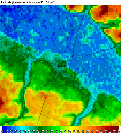 Le Lude elevation map