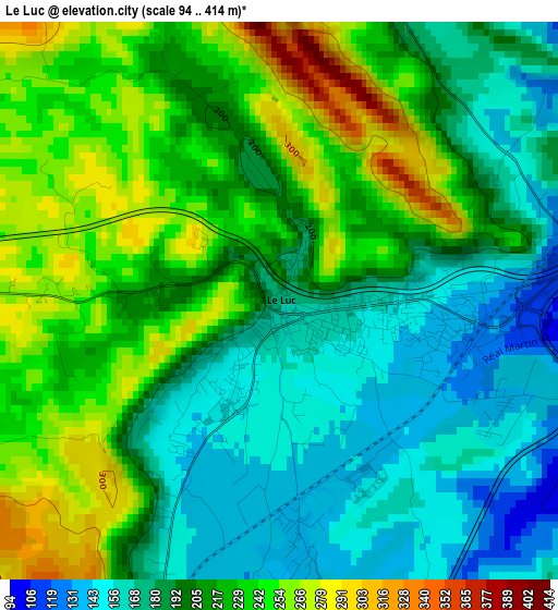 Le Luc elevation map