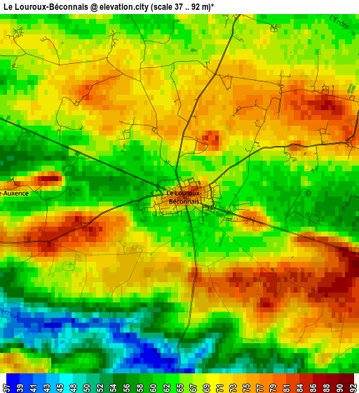 Le Louroux-Béconnais elevation map