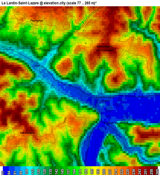 Le Lardin-Saint-Lazare elevation map