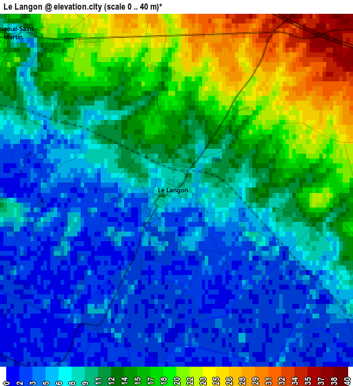 Le Langon elevation map