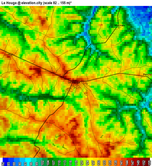 Le Houga elevation map