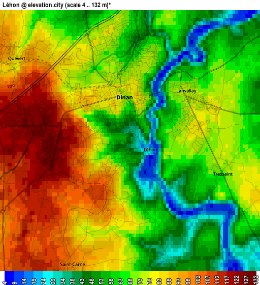 Léhon elevation map