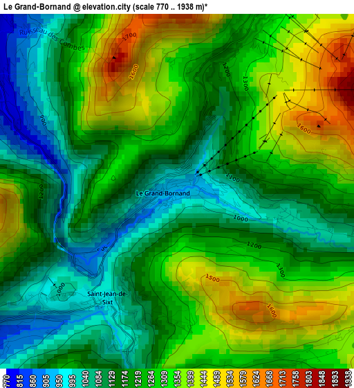 Le Grand-Bornand elevation map