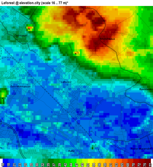 Leforest elevation map