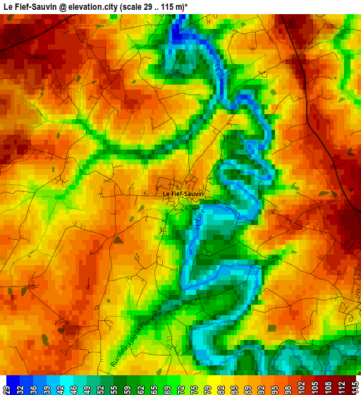 Le Fief-Sauvin elevation map