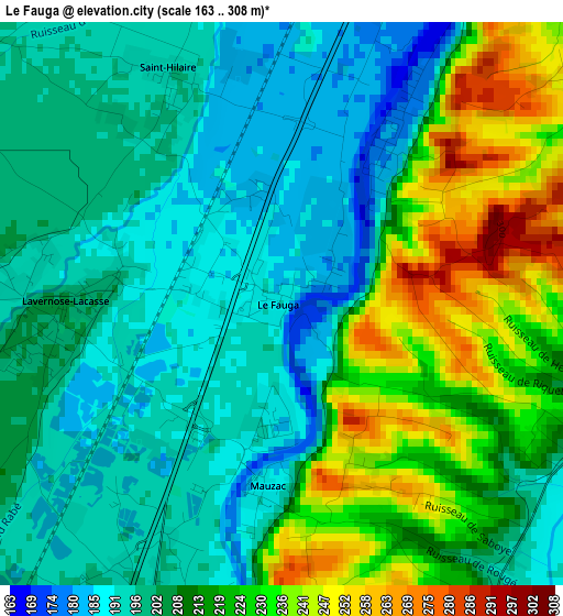 Le Fauga elevation map