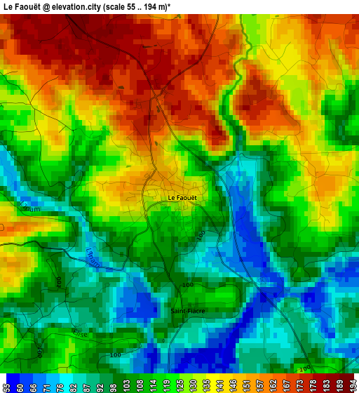 Le Faouët elevation map