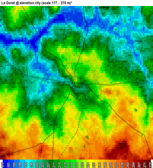 Le Dorat elevation map