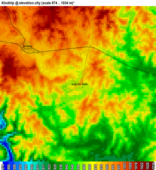 Kindirip elevation map