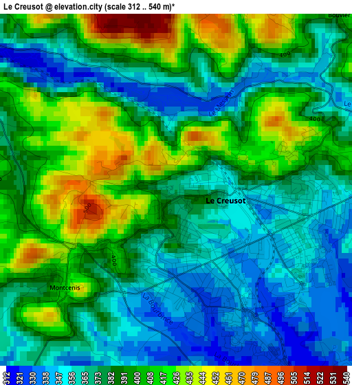 Le Creusot elevation map