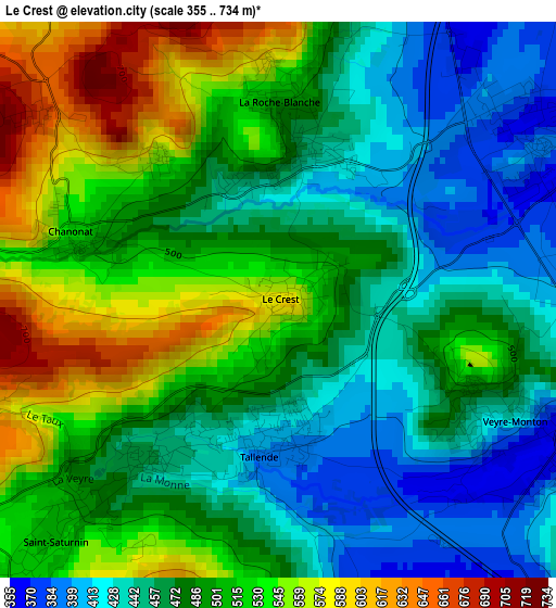 Le Crest elevation map